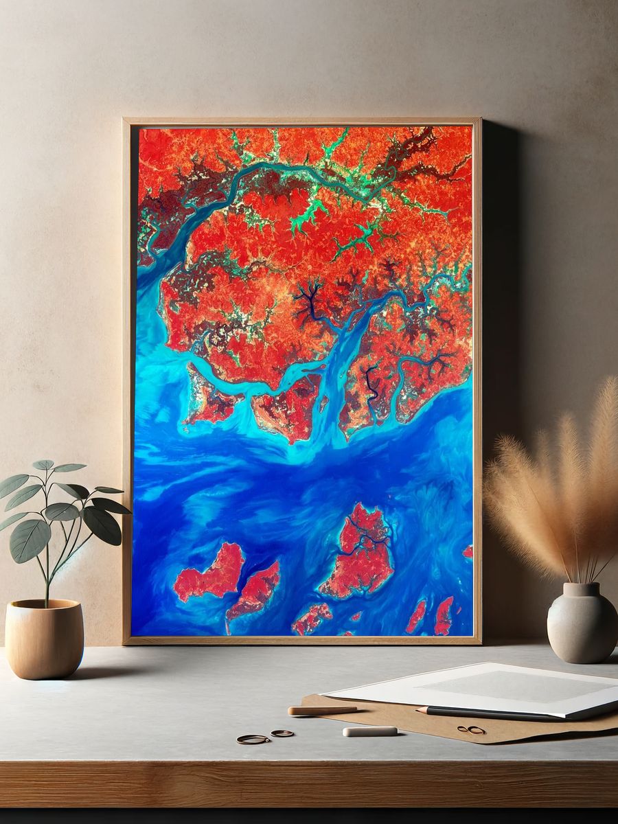 Vibrant Aerial Landscape — Abstract Print. — room view 2