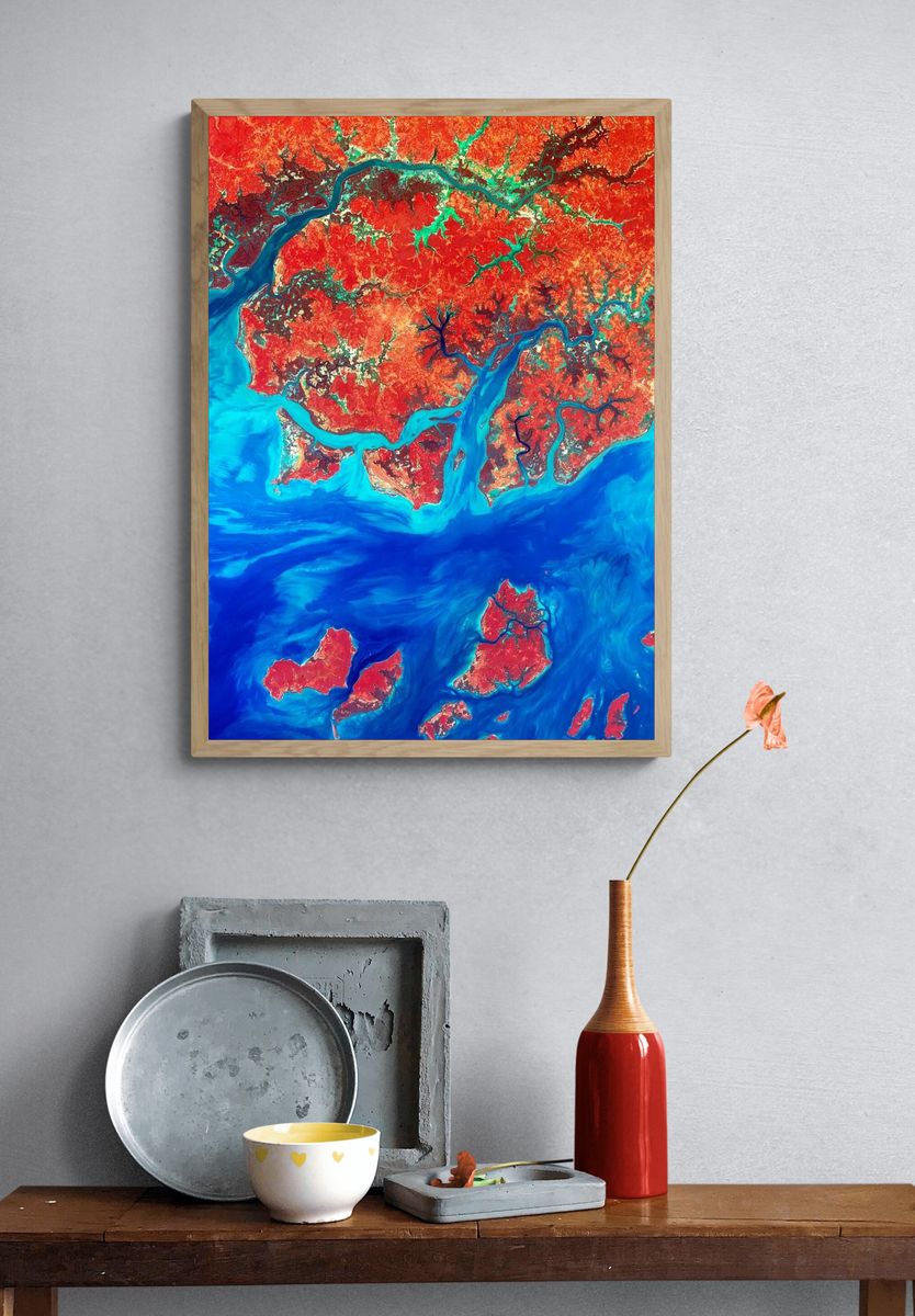 Vibrant Aerial Landscape — Abstract Print. — room view 3