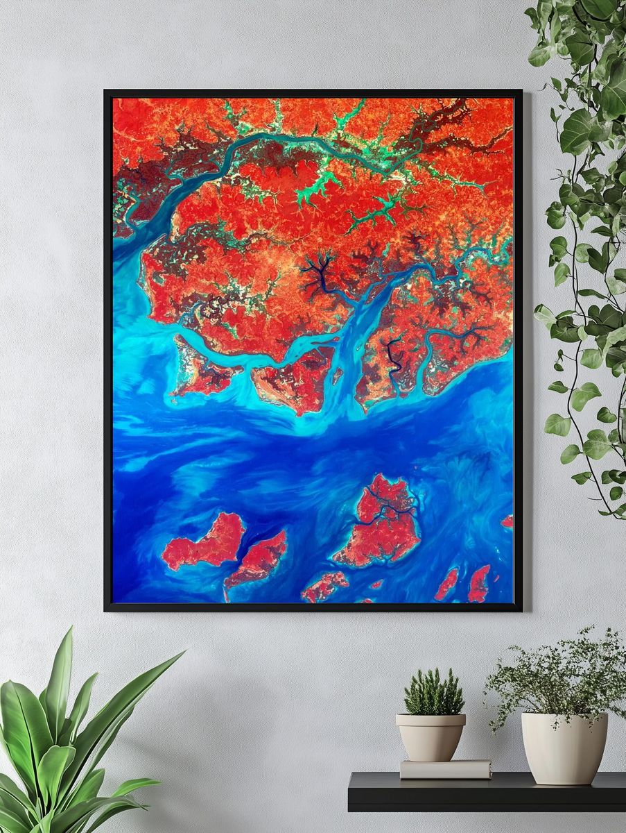 Vibrant Aerial Landscape — Abstract Print. — room view 4