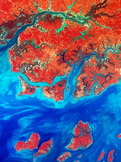 Vibrant Aerial Landscape — Abstract Print. poster