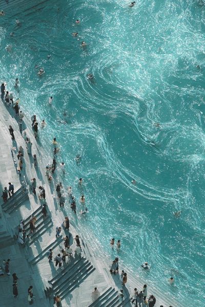 Aerial View of People Swimming — Photography Print. poster