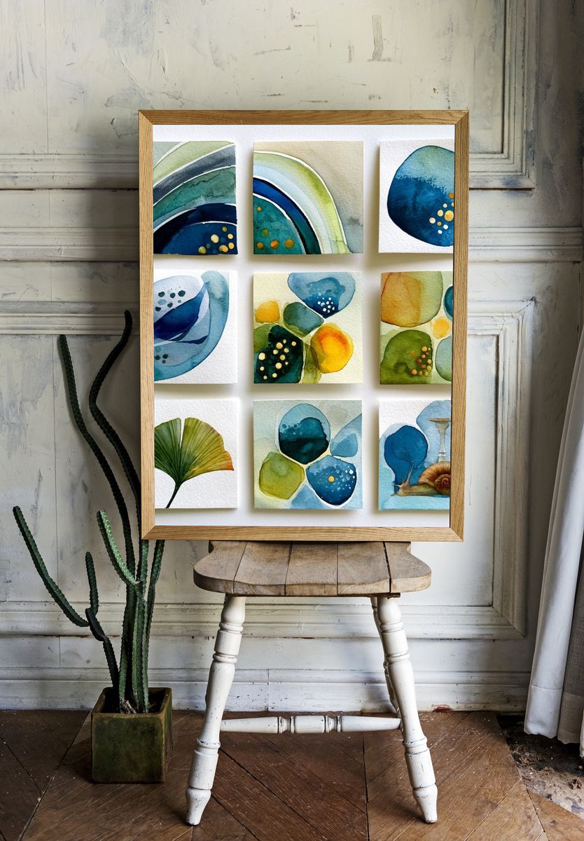 Abstract Watercolor Botanical Print. room preview