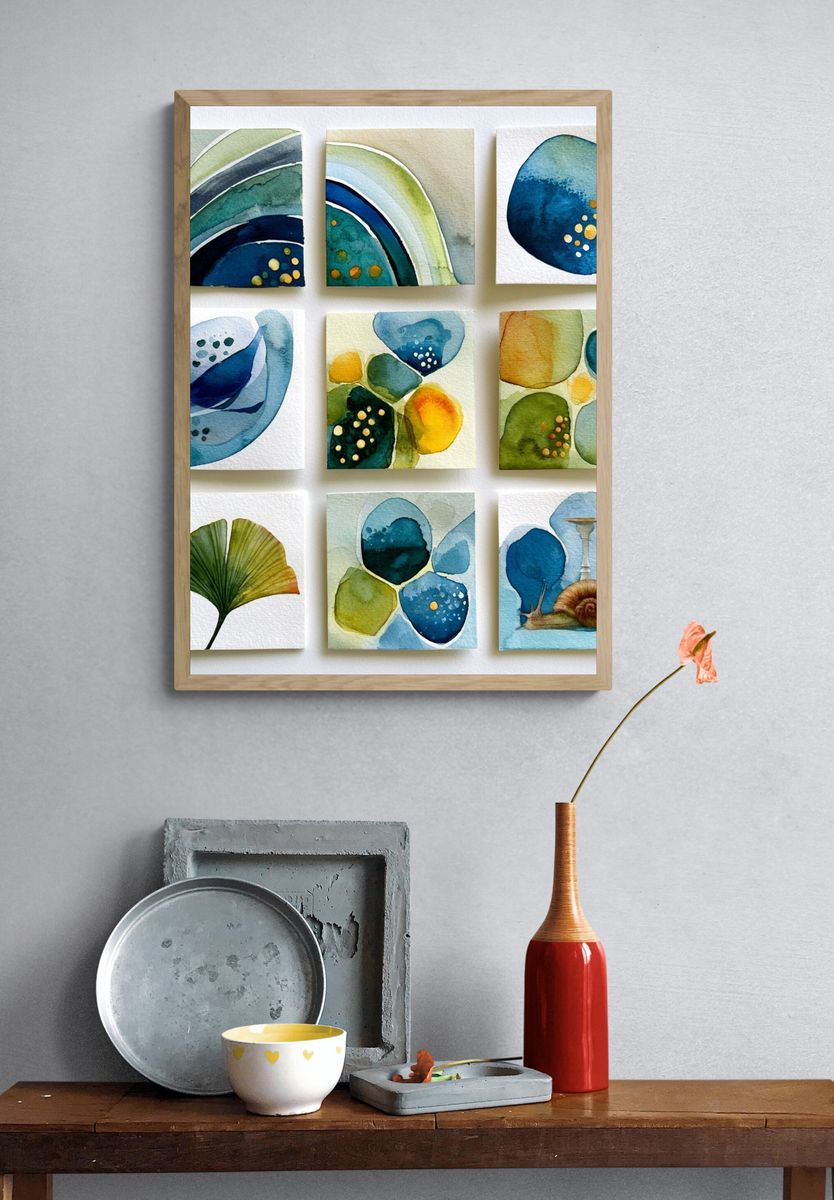 Abstract Watercolor Botanical Print. — room view 3