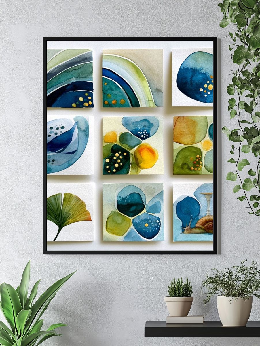 Abstract Watercolor Botanical Print. — room view 4