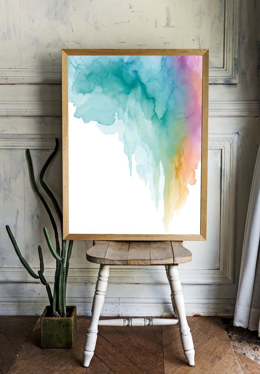 Pastel Watercolor Cloud Abstract Poster. — room view 1