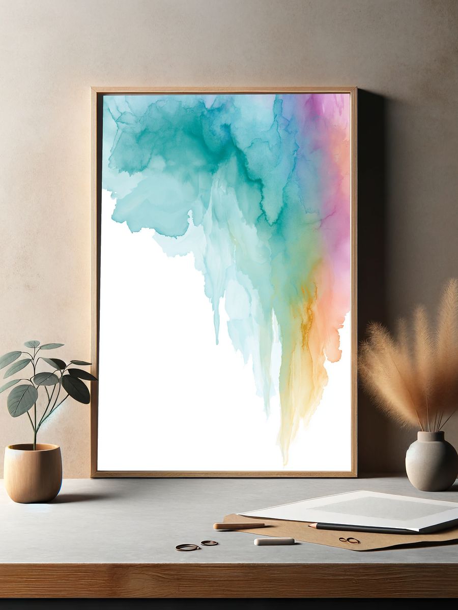 Pastel Watercolor Cloud Abstract Poster. — room view 2