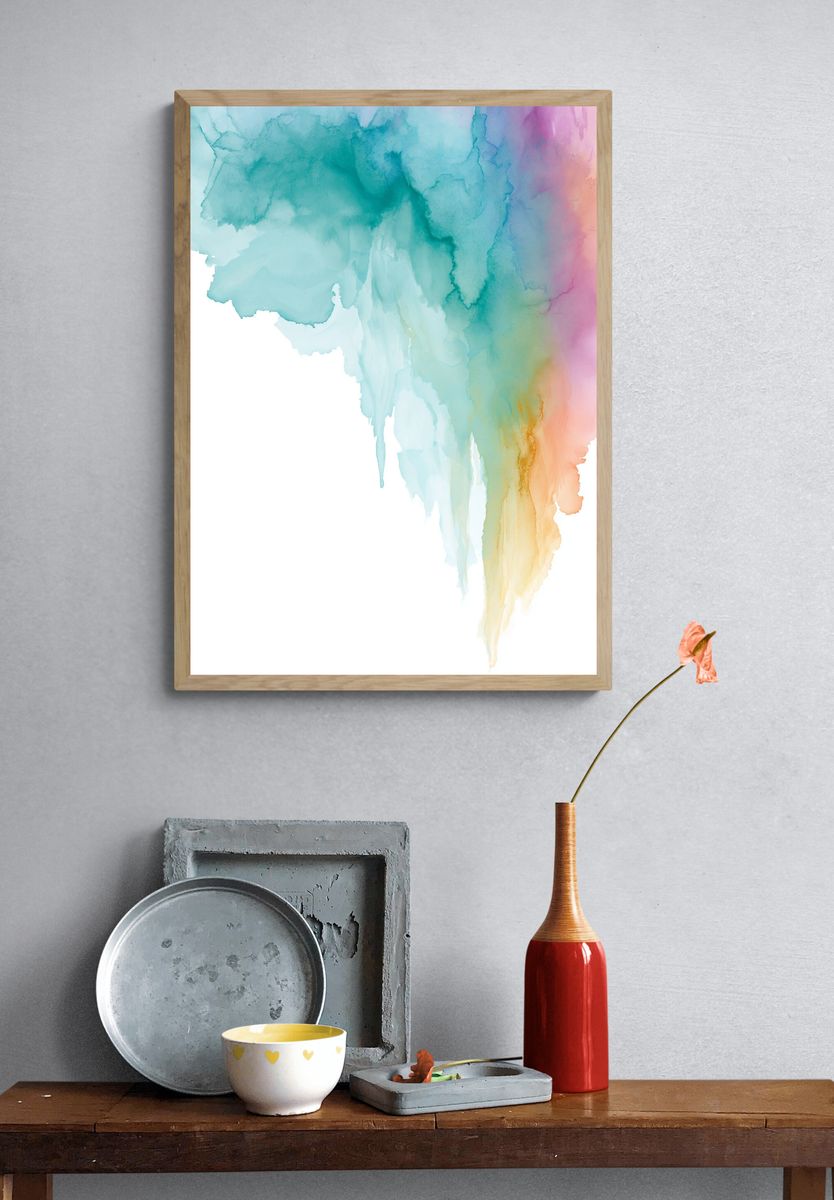 Pastel Watercolor Cloud Abstract Poster. — room view 3