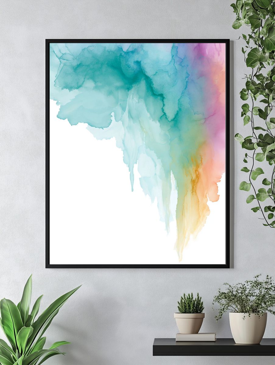 Pastel Watercolor Cloud Abstract Poster. — room view 4