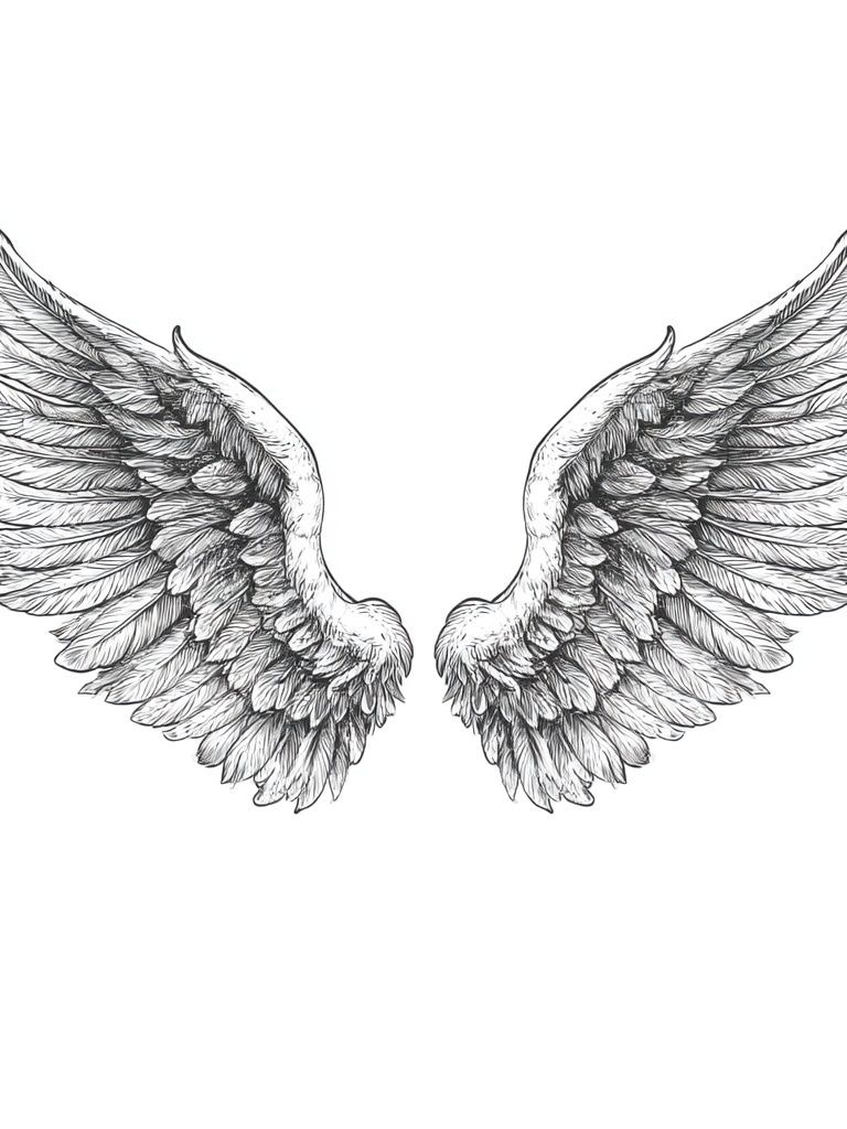 Angel Wings Line-Art Poster. poster detail