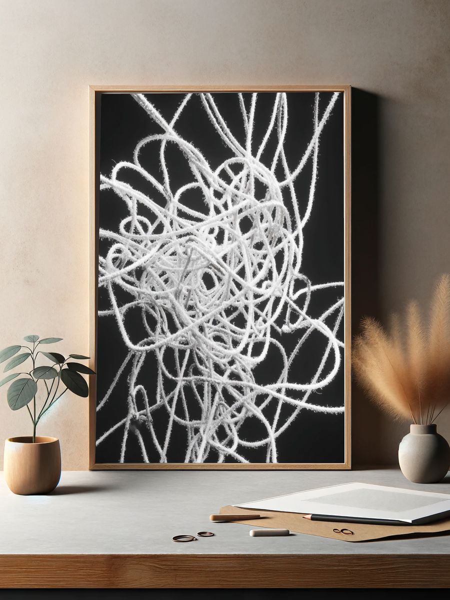 Abstract White Lines Poster. — room view 2