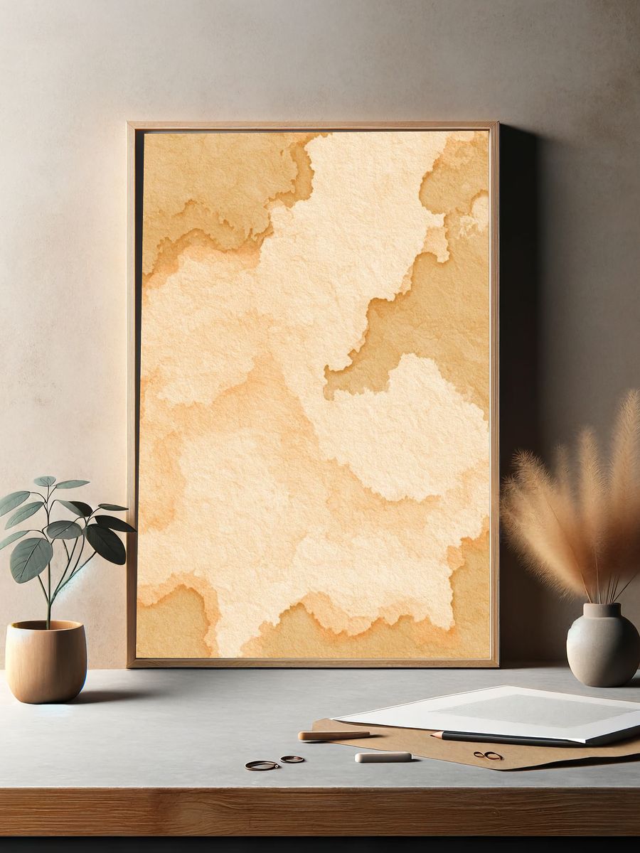 Warm Watercolor Wash Abstract Poster. — room view 2