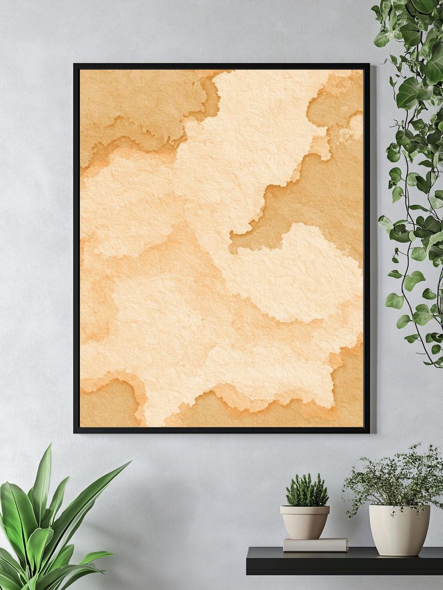 Warm Watercolor Wash Abstract Poster. — room view 4