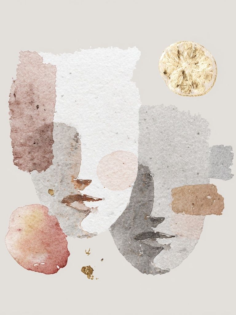 Soft Watercolor Faces Abstract Print. poster — abstract art
