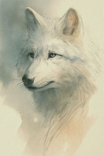 Arctic Wolf Watercolor Poster. poster print