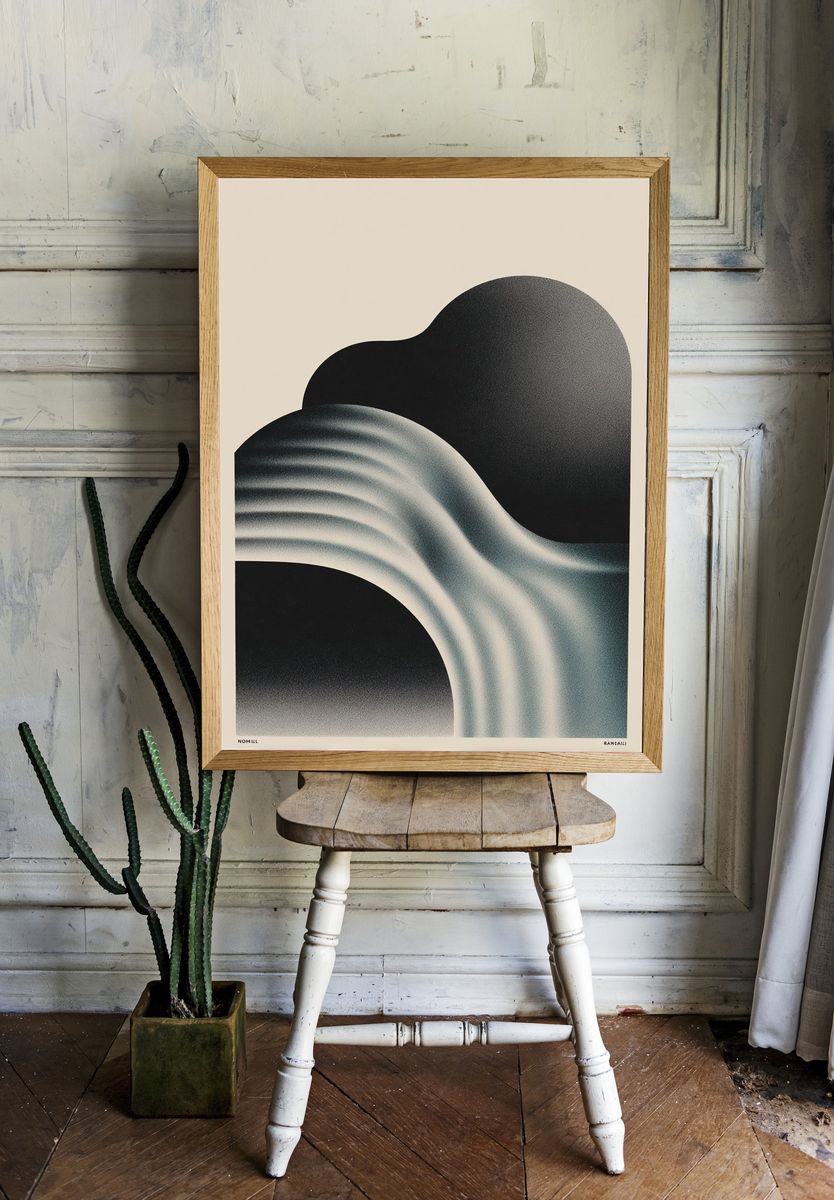 Abstract Waves — Minimalist Print. — room view 1