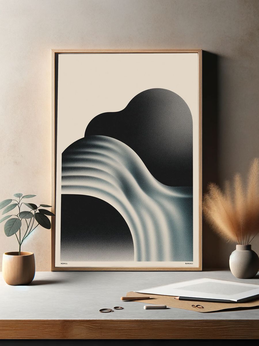 Abstract Waves — Minimalist Print. — room view 2