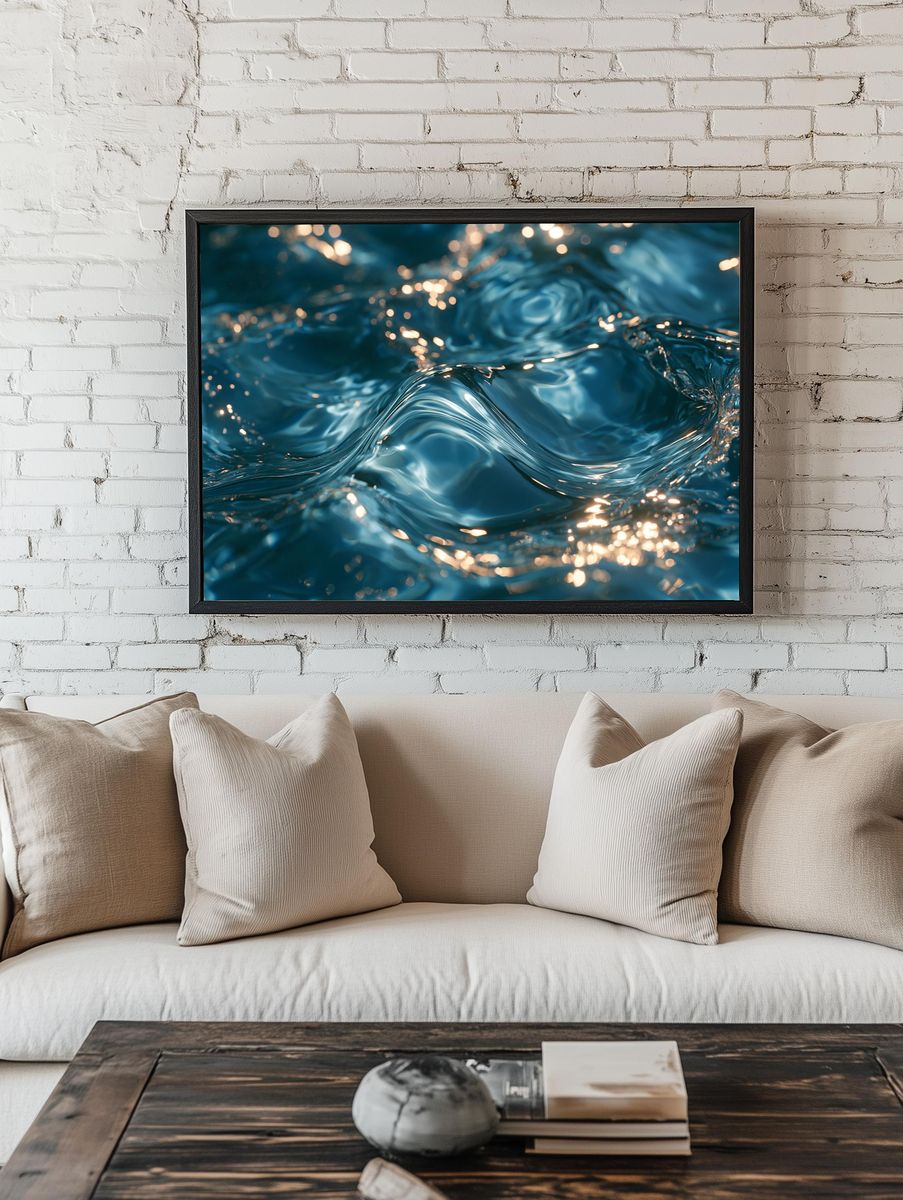 Abstract Blue Water Ripples Poster. room preview