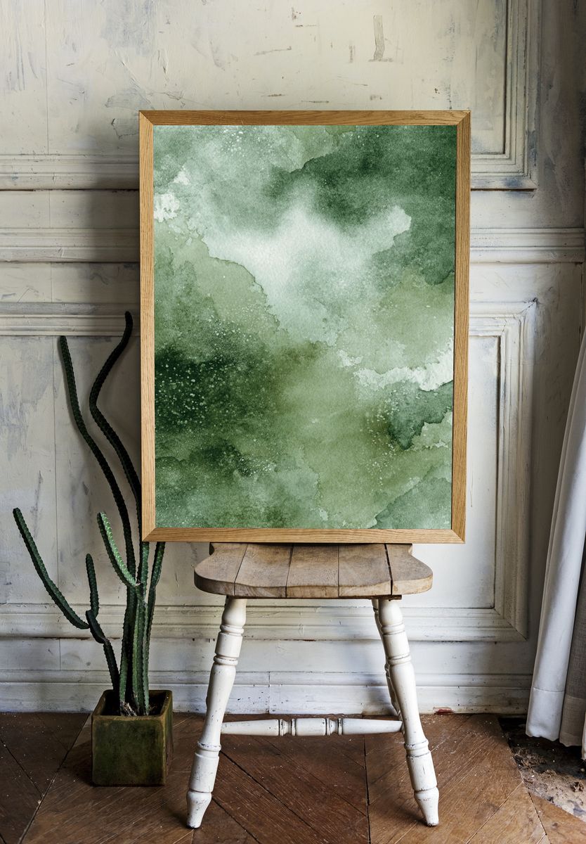 Verdant Watercolor Abstract Poster. — room view 1