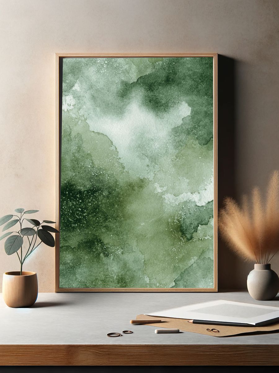 Verdant Watercolor Abstract Poster. — room view 2