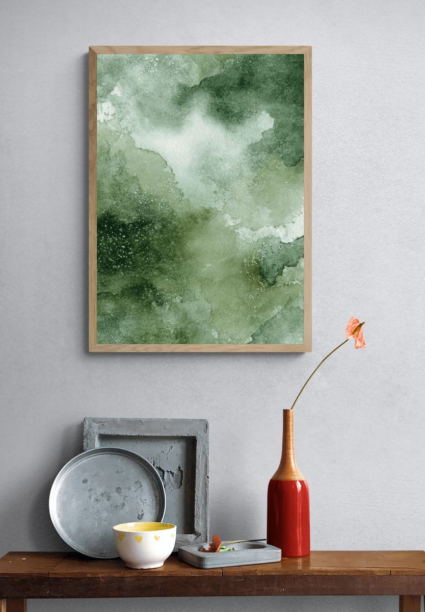 Verdant Watercolor Abstract Poster. — room view 3