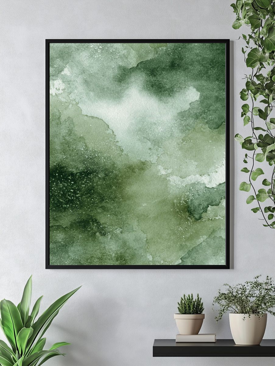 Verdant Watercolor Abstract Poster. — room view 4