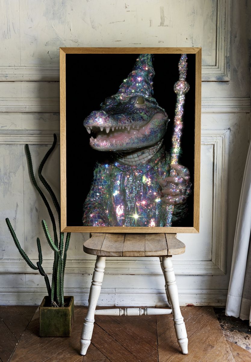 Sparkling Alligator Wizard Poster. — room view 1