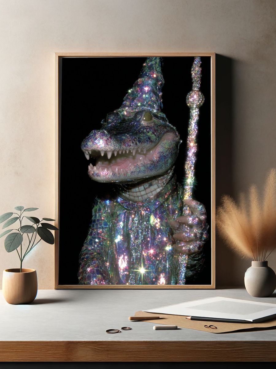 Sparkling Alligator Wizard Poster. — room view 2
