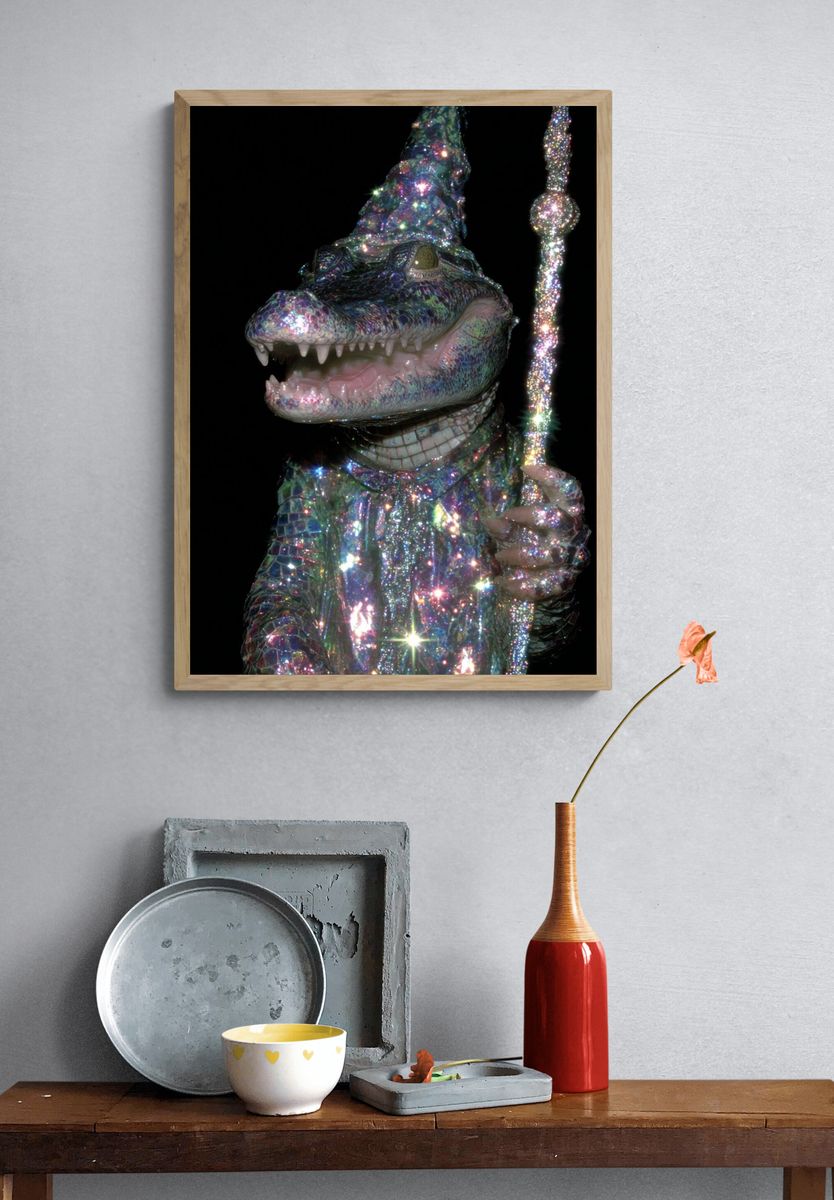 Sparkling Alligator Wizard Poster. — room view 3