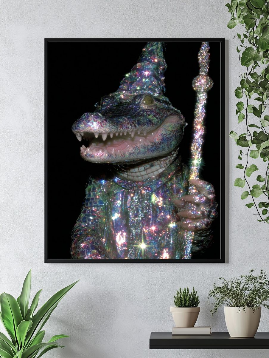 Sparkling Alligator Wizard Poster. — room view 4