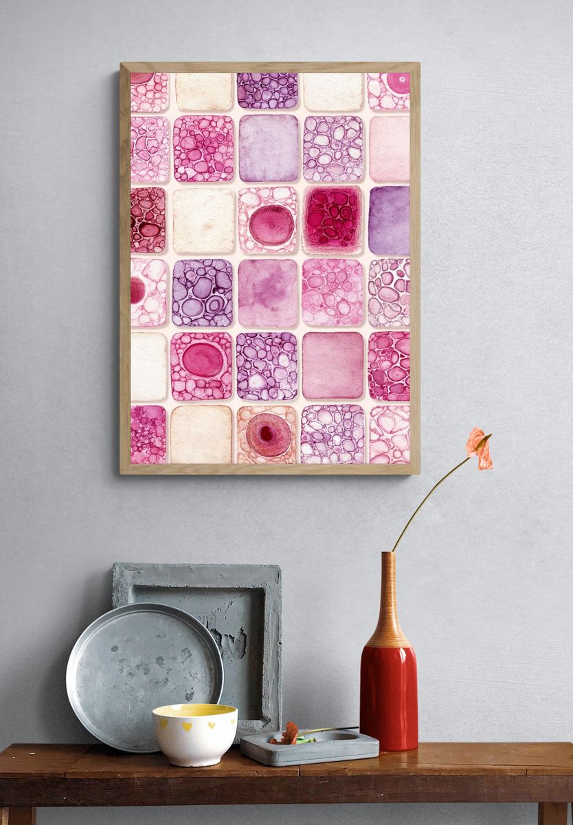 Abstract Watercolor Patterns Poster. — room view 3