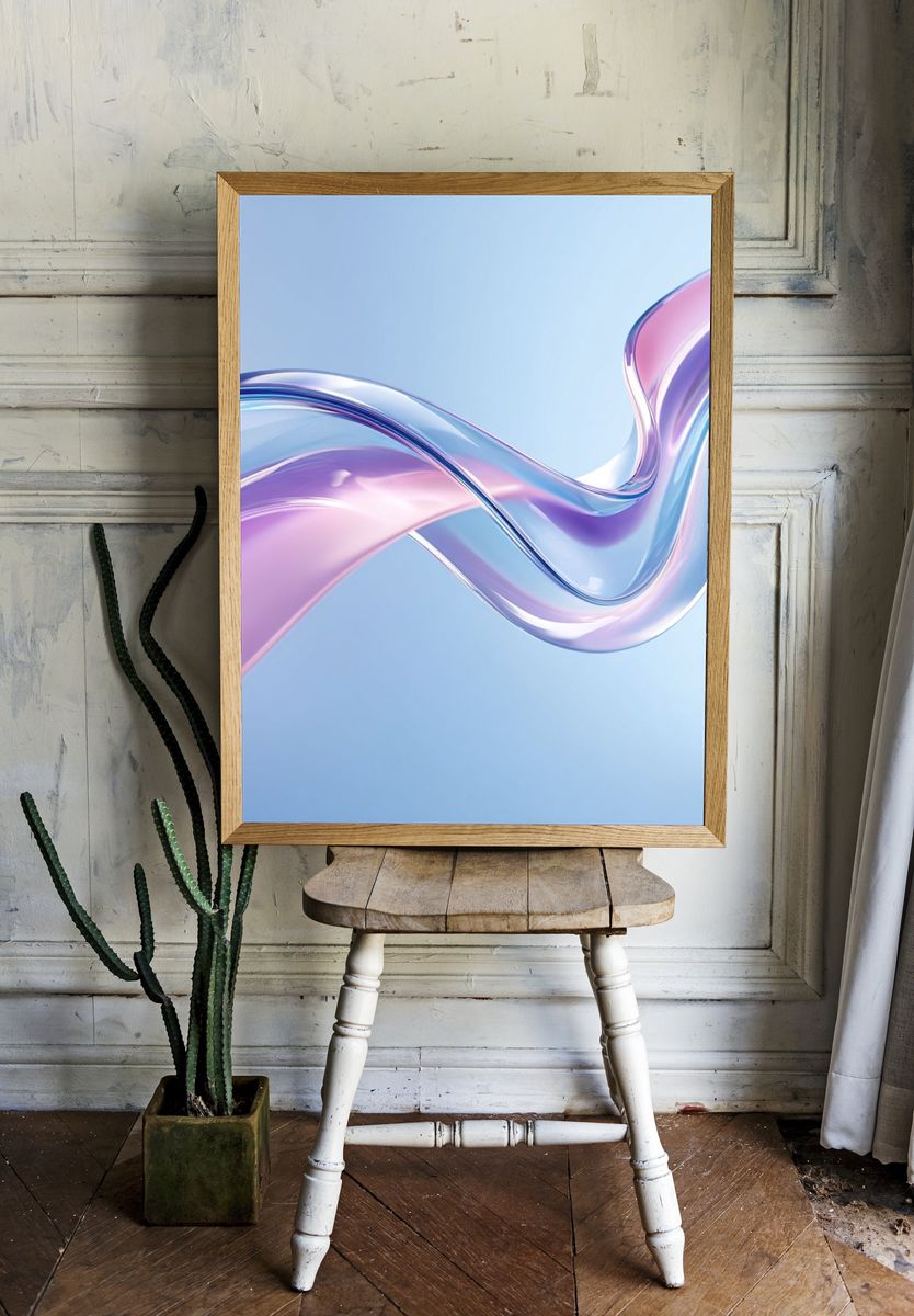 Abstract Flowing Waves Poster. — room view 1