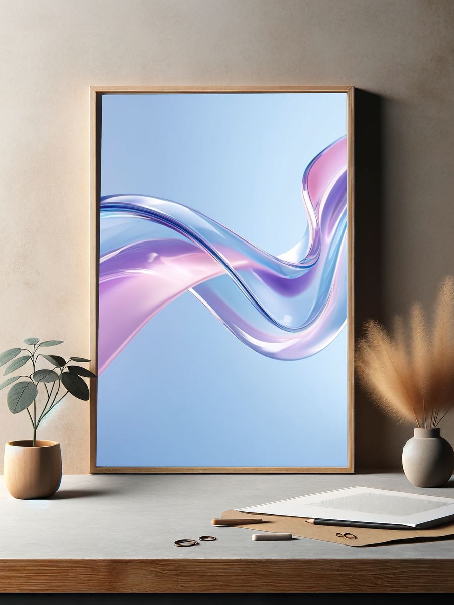 Abstract Flowing Waves Poster. — room view 2
