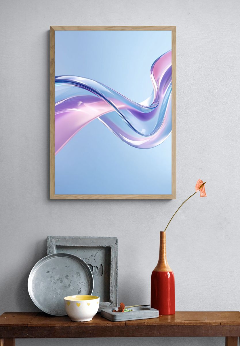 Abstract Flowing Waves Poster. — room view 3