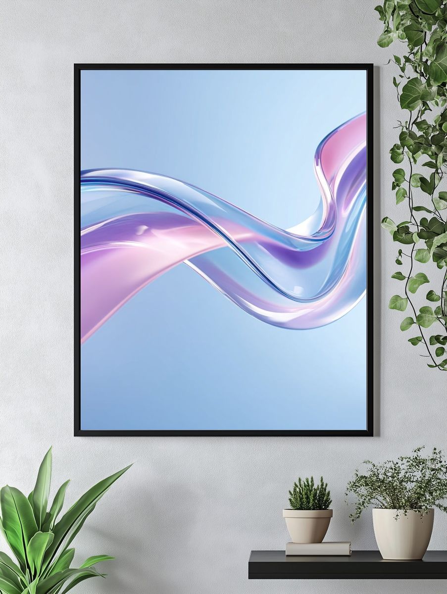 Abstract Flowing Waves Poster. — room view 4