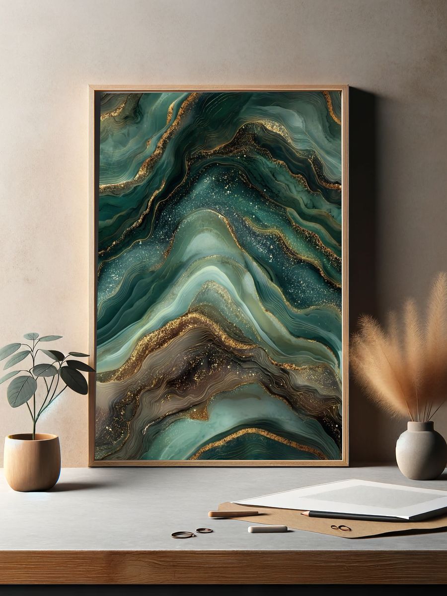 Abstract Waves — Modern Print. — room view 2