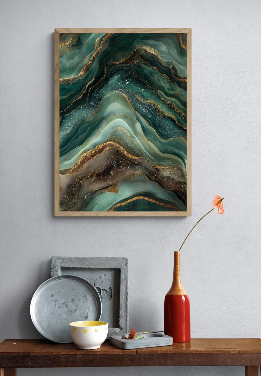 Abstract Waves — Modern Print. — room view 3