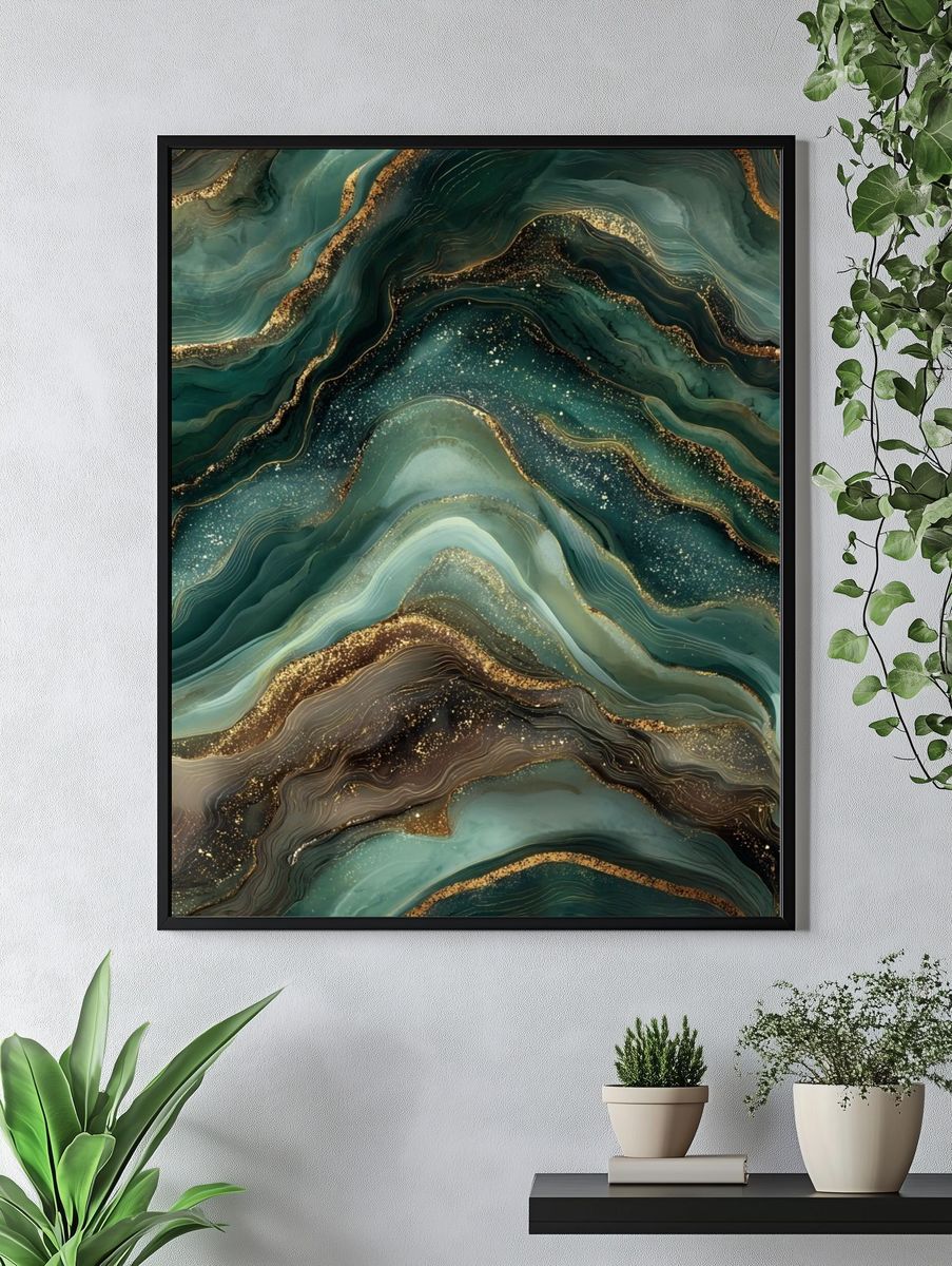 Abstract Waves — Modern Print. — room view 4