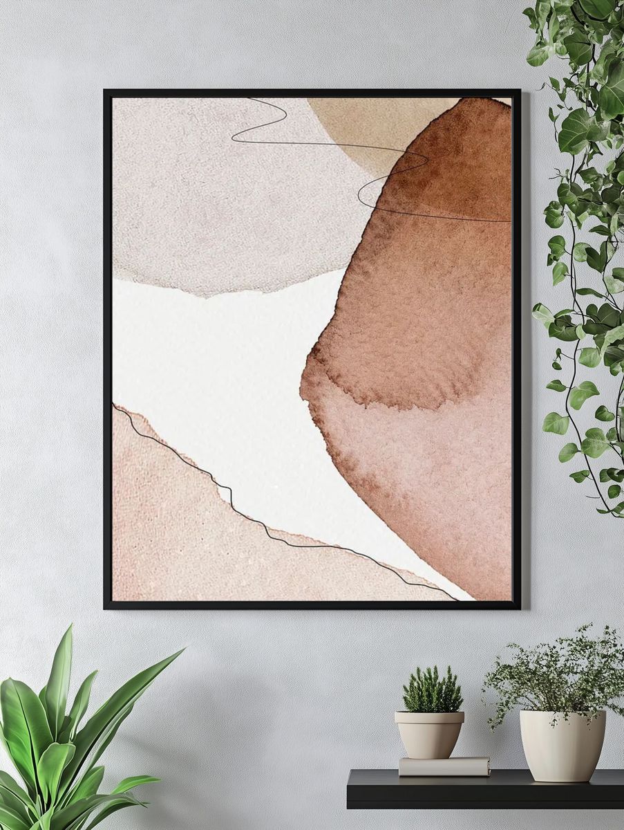 Abstract Watercolor Shapes Poster. — room view 4