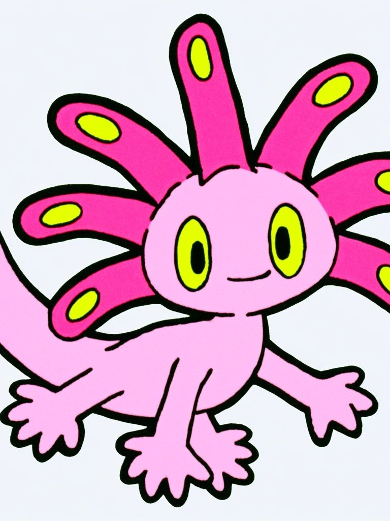 Axolotl Cartoon Poster. poster detail