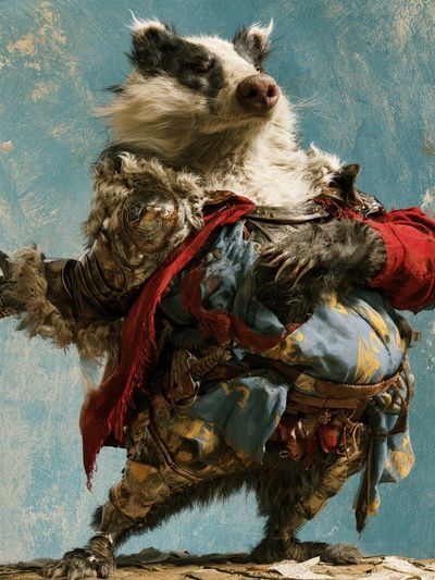Armored Badger Fantasy Illustration Poster.