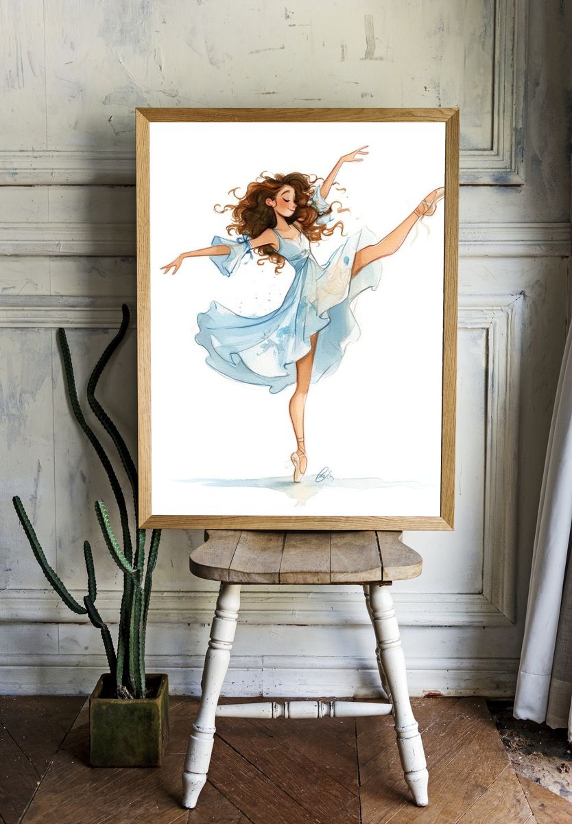Ballet Dancer Watercolor Print. room preview