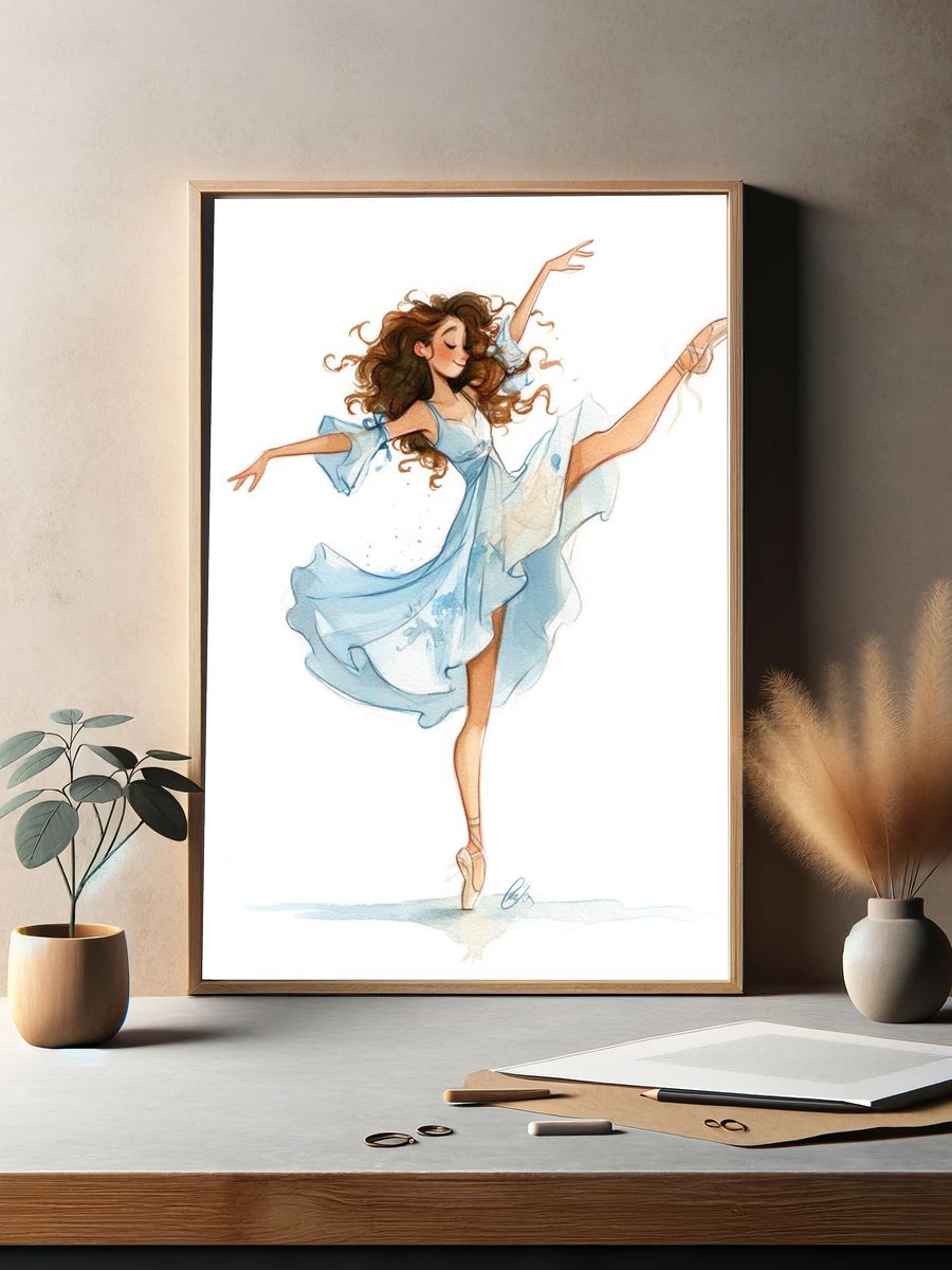Ballet Dancer Watercolor Print. — room view 2