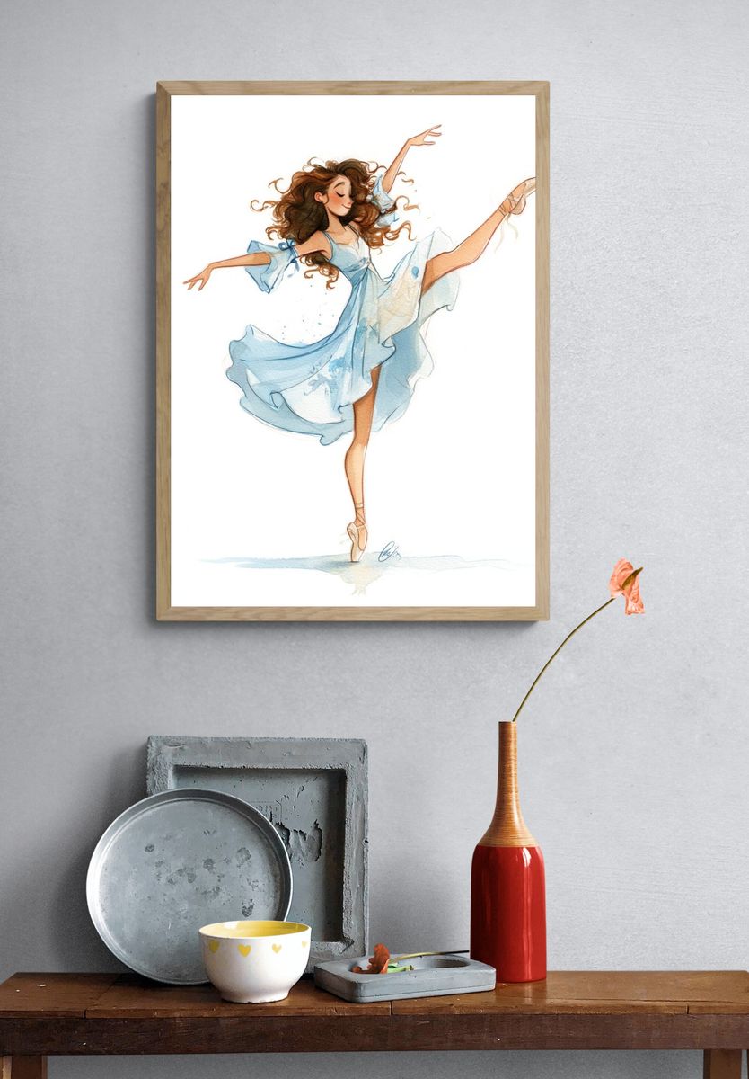 Ballet Dancer Watercolor Print. — room view 3
