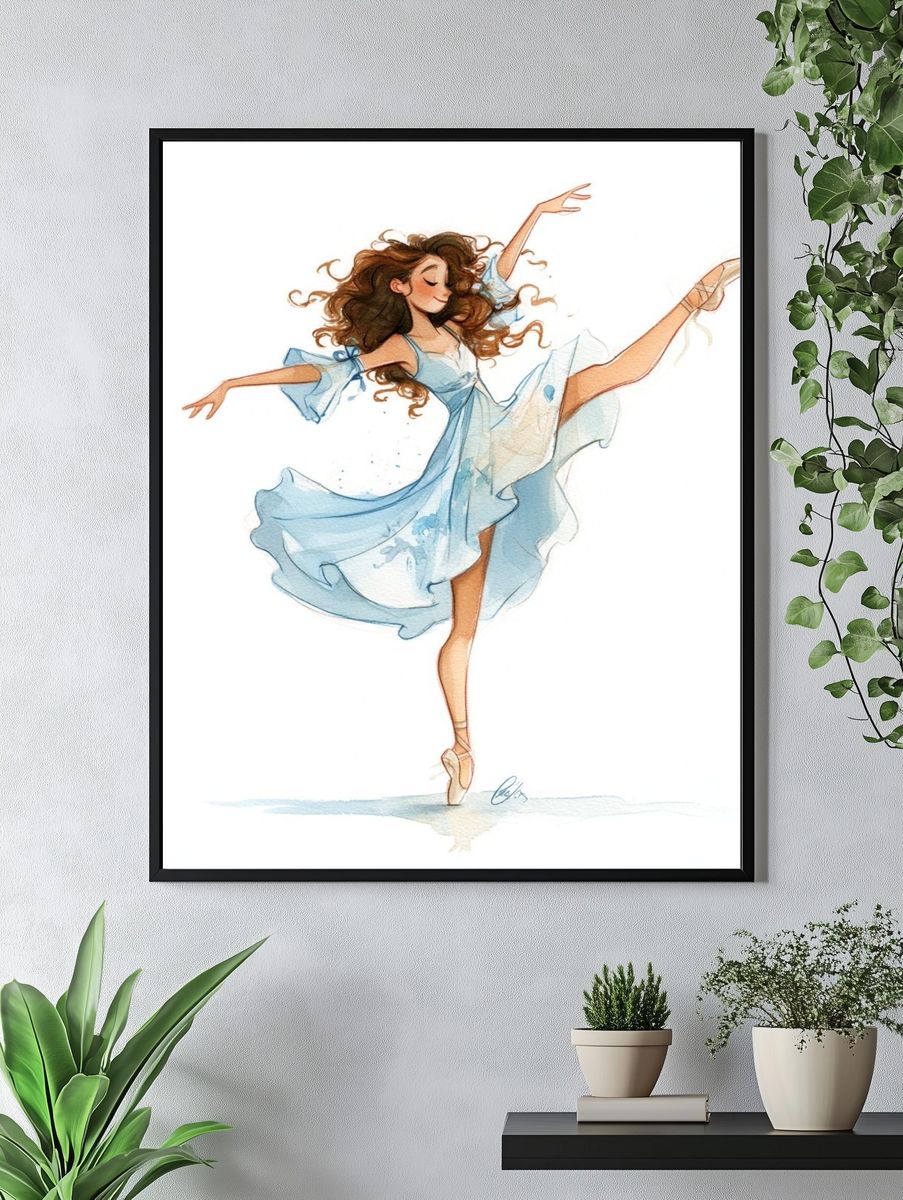 Ballet Dancer Watercolor Print. — room view 4