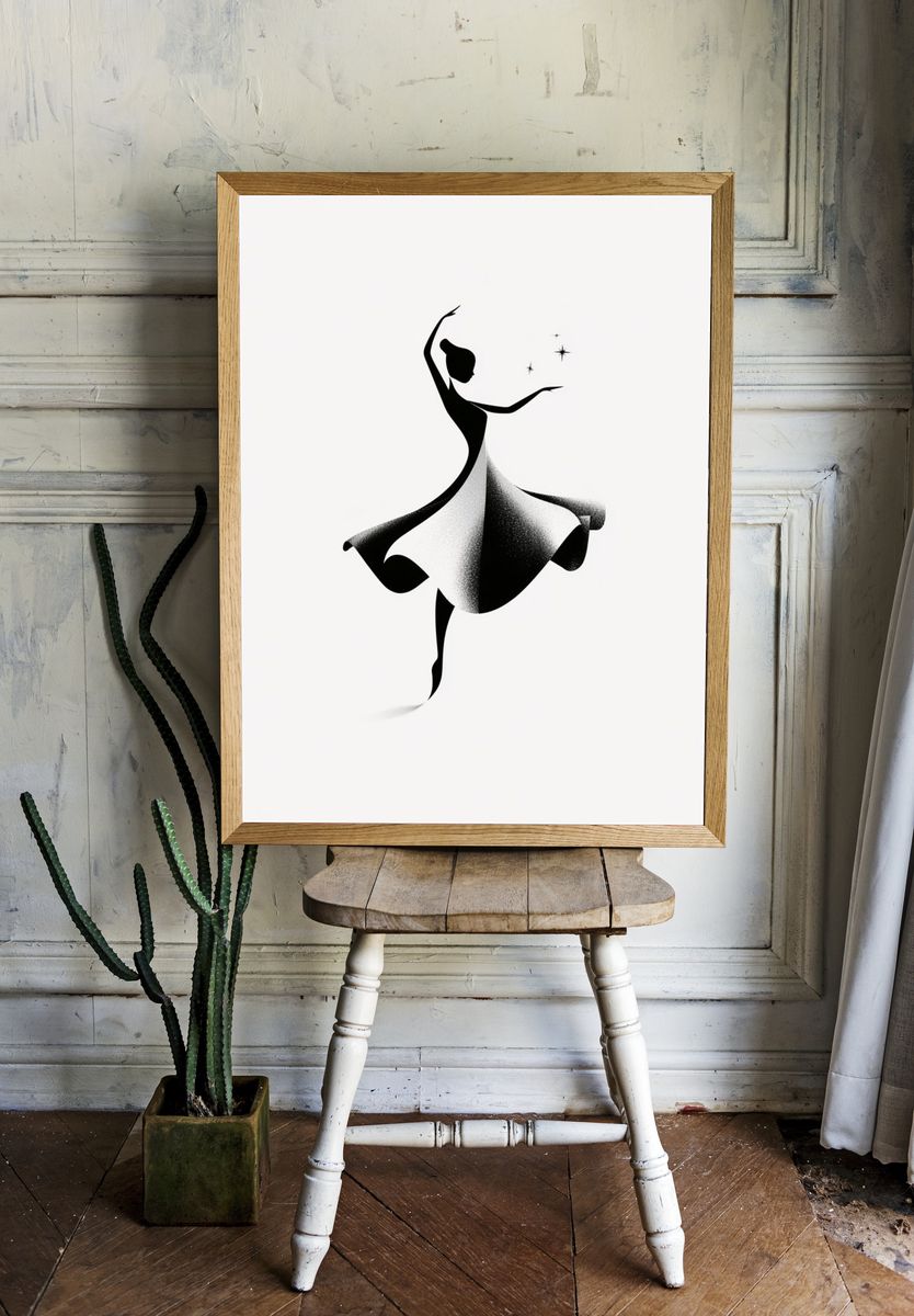 Elegant Ballerina Silhouette Print. — room view 1