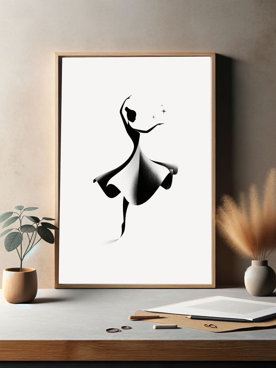 Elegant Ballerina Silhouette Print. — room view 2
