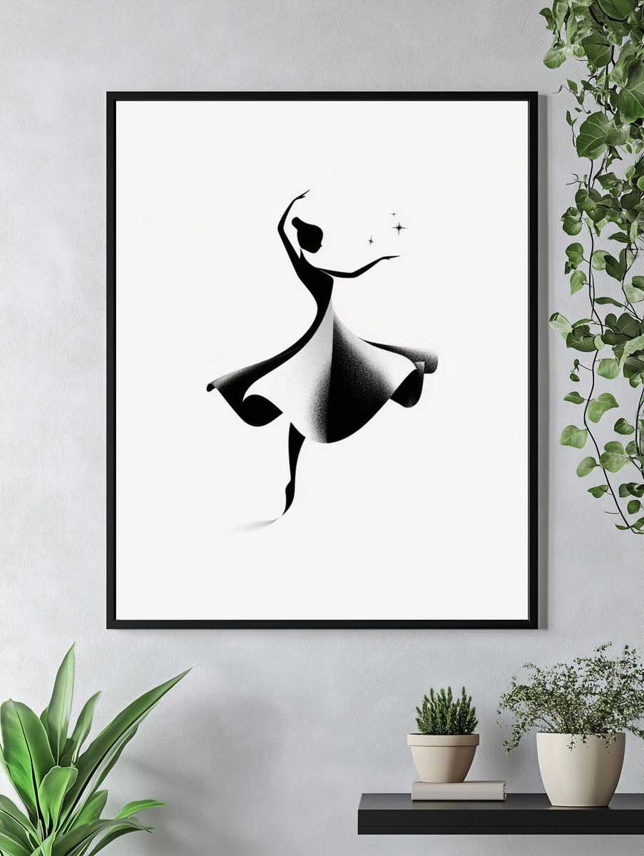 Elegant Ballerina Silhouette Print. — room view 4