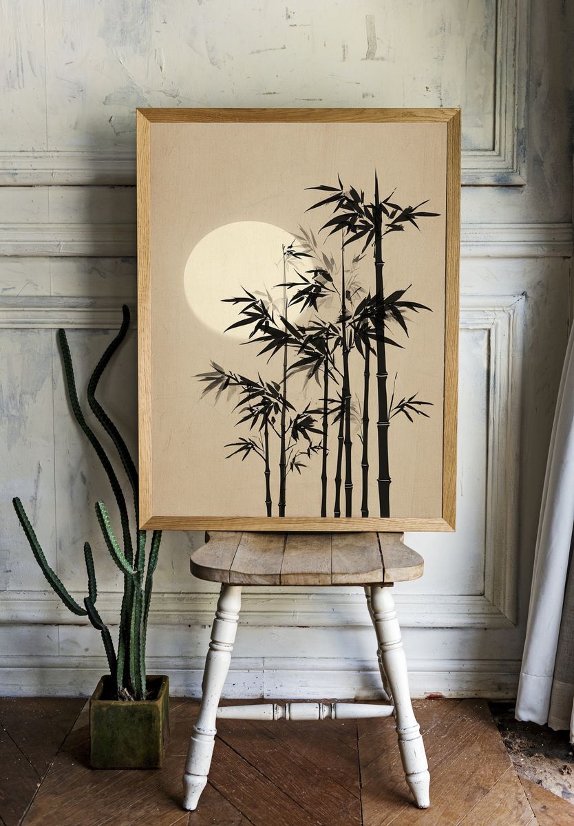 Bamboo Silhouette — Minimalist Print room preview