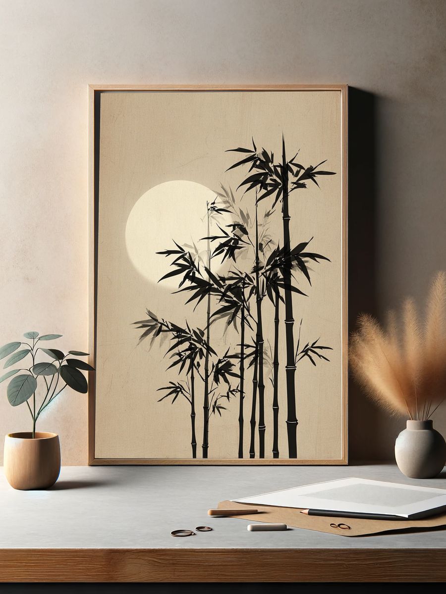 Bamboo Silhouette — Minimalist Print. — room view 2