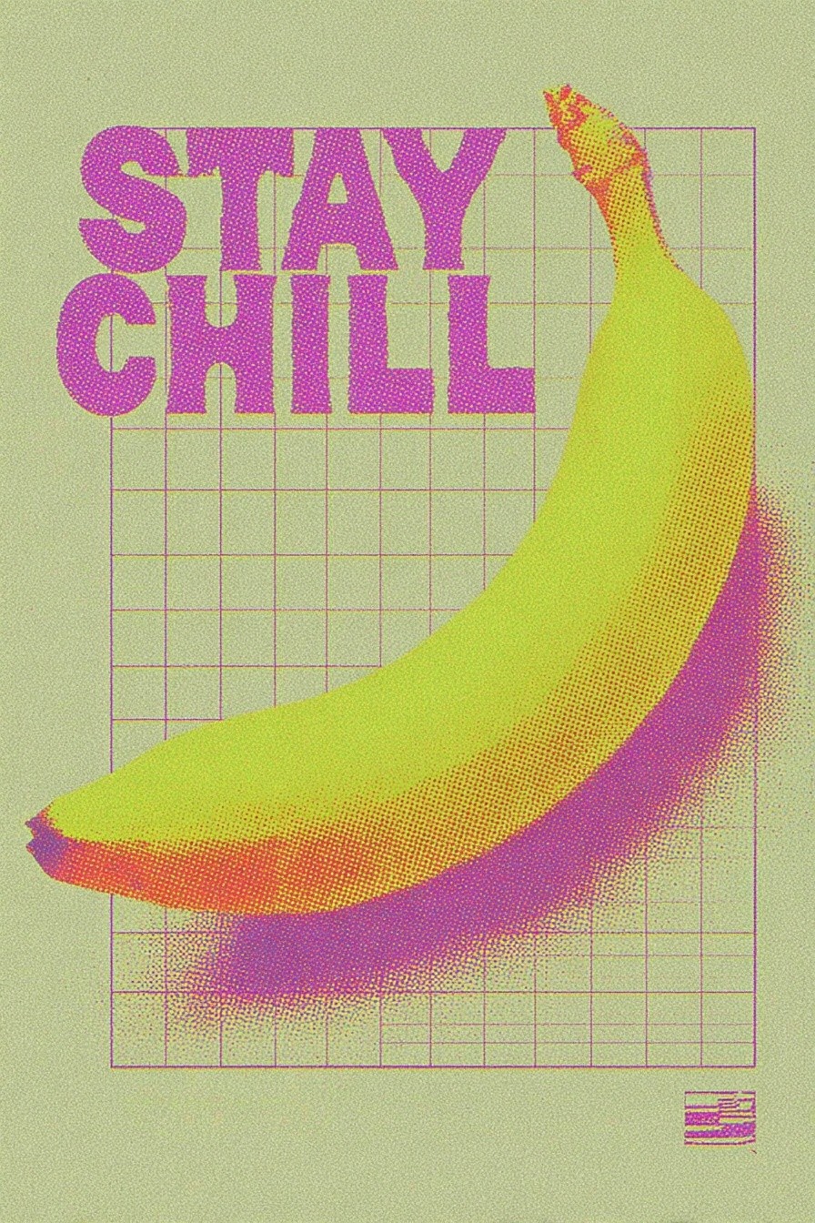 Stay Chill Banana Print. poster detail